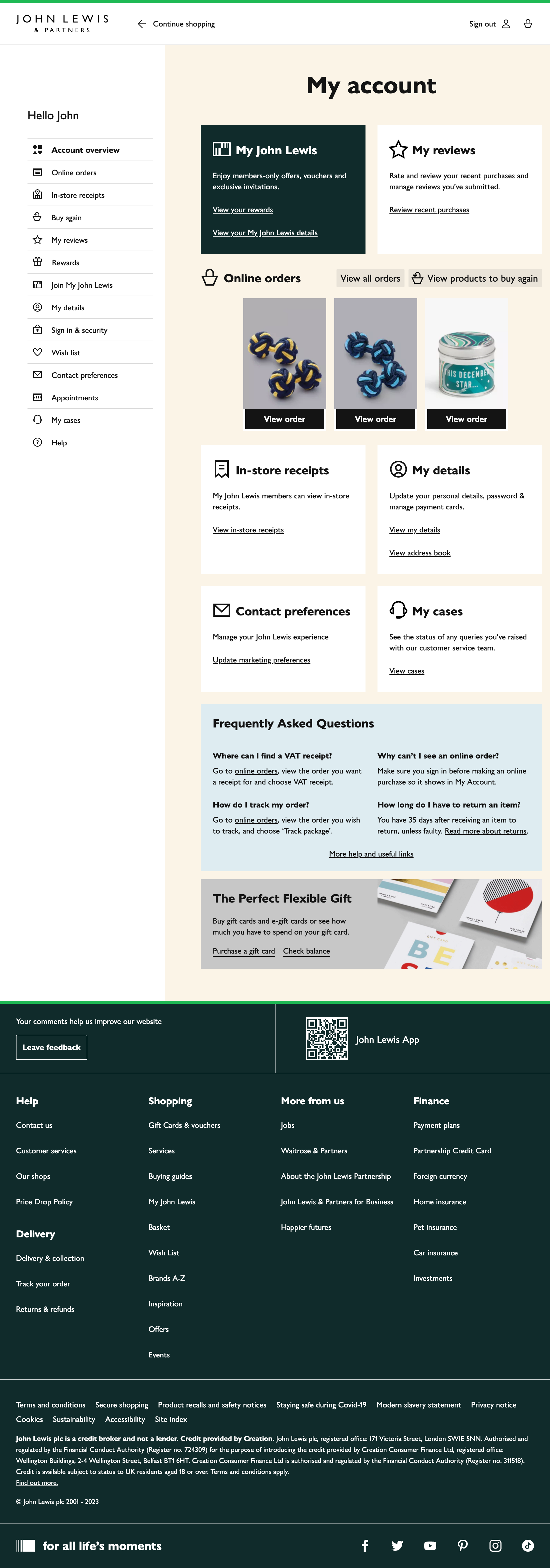 John Lewis’ Account Dashboard 100 of 517 Account Dashboard Examples